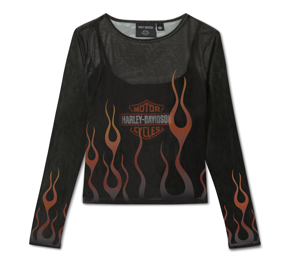 Haut en maille Harley-Davidson Flames For Days pour femme - Noir Harley 96763-25VW