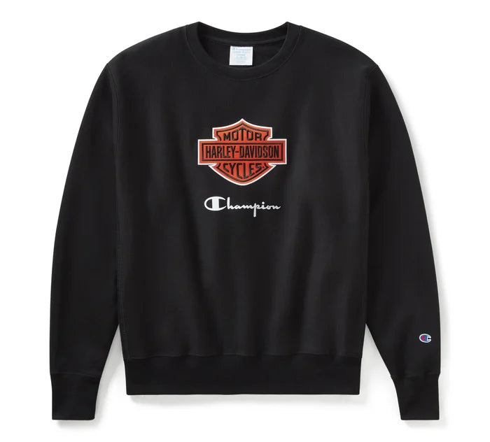Sweat-shirt à col rond Champion x Harley-Davidson Fanatic 96864-24VM - Noir et orange Champion