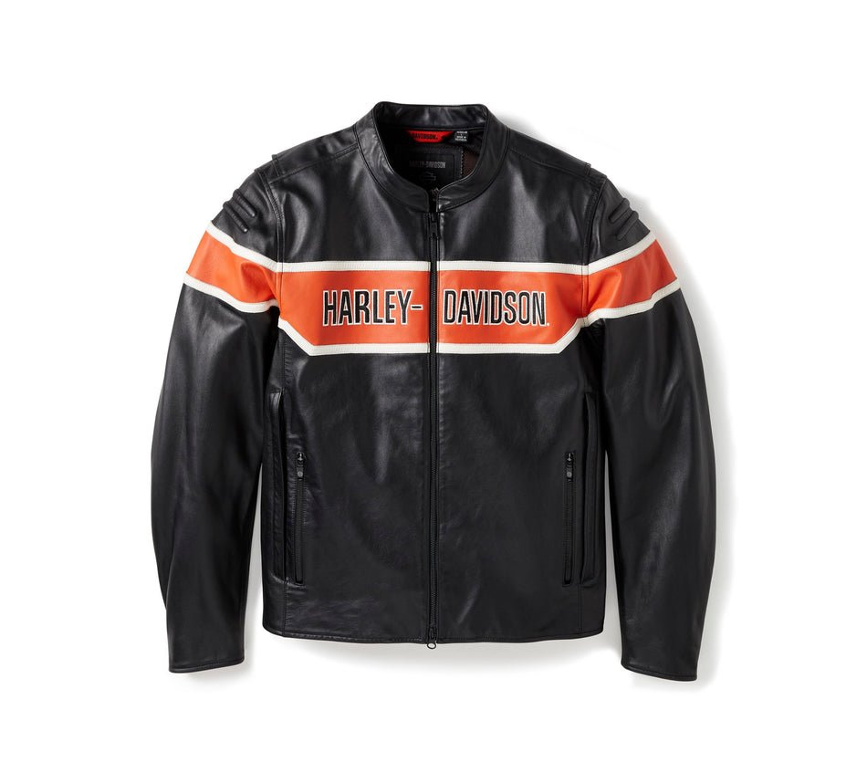 Authentique blouson de moto en cuir Harley-Davidson® pour homme, modèle Trenton, référence 97014-25VM