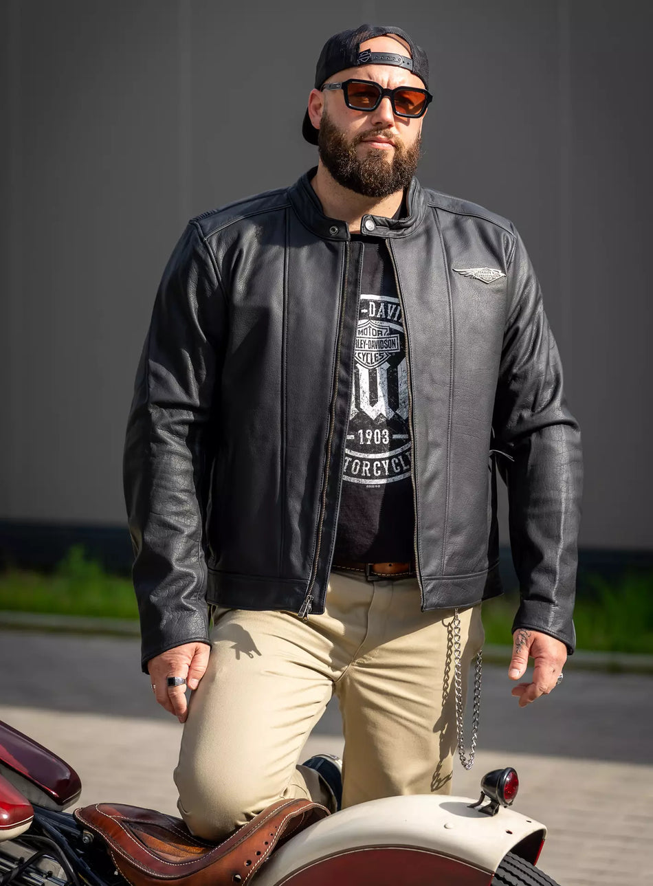 Veste en cuir véritable Harley-Davidson® 120e anniversaire Revelry noir 9703023EM