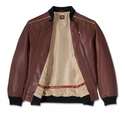 Véritable blouson en cuir Harley-Davidson® 120e anniversaire rouge foncé 9703523VM