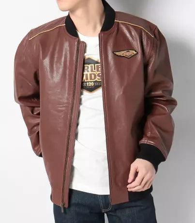 Véritable blouson en cuir Harley-Davidson® 120e anniversaire rouge foncé 9703523VM