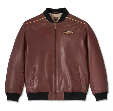 Véritable blouson en cuir Harley-Davidson® 120e anniversaire rouge foncé 9703523VM