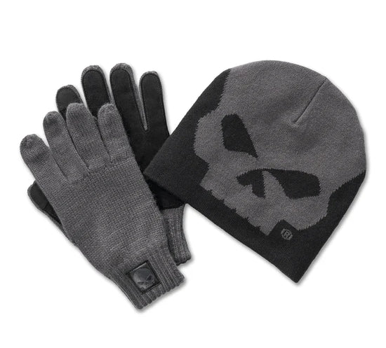 Coffret cadeau authentique Harley-Davidson® Willie G Skull (bonnet et gants) - Noir nacré 97657-25VM