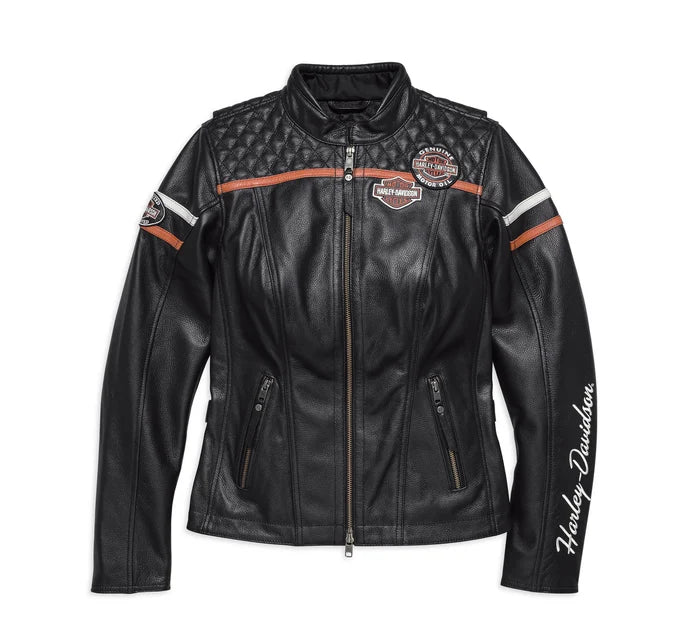 Authentique blouson en cuir Harley-Davidson® pour femme, modèle Miss Enthusiast, certifié CE, référence 98030-18EW