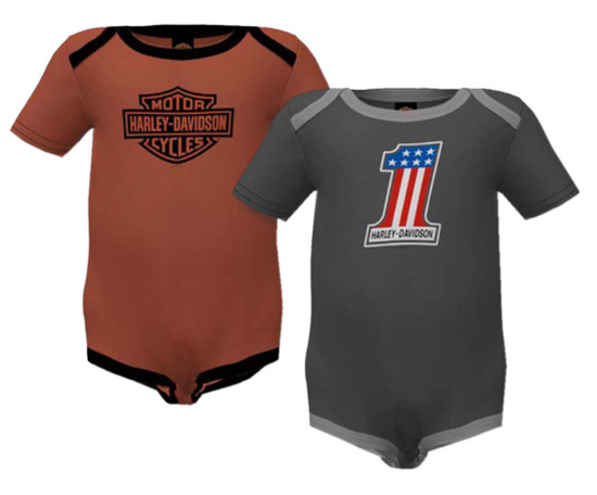 Ensemble de 2 paires de chaussettes pour bébé garçon Harley-Davidson® authentiques à côtes contrastées #1 - Gris/Orange 3059237