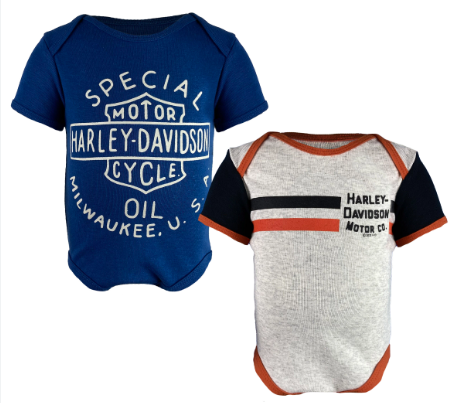 Lot de 2 bodies côtelés pour bébé Harley-Davidson® authentiques bleu/crème 3059240