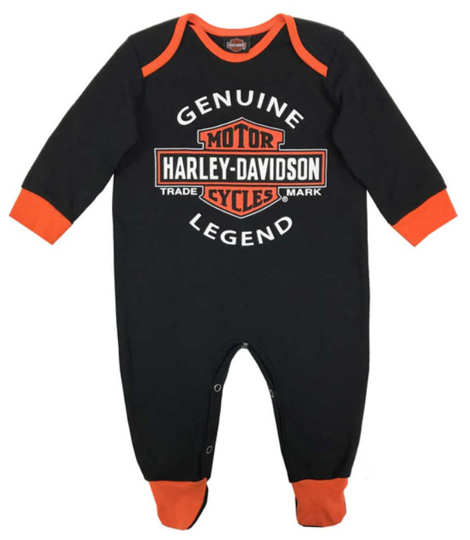Combinaison à pieds en tissu interlock B&amp;S pour bébé garçon Harley-Davidson® authentique, noire 3050911