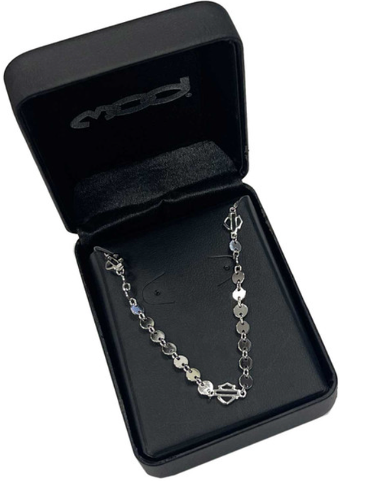 Collier chaîne B&amp;S à petit disque pour femme Harley-Davidson®, argent sterling HDN0474