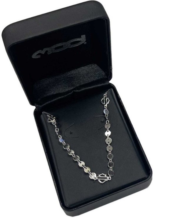 Collier chaîne B&amp;S à petit disque pour femme Harley-Davidson®, argent sterling HDN0474