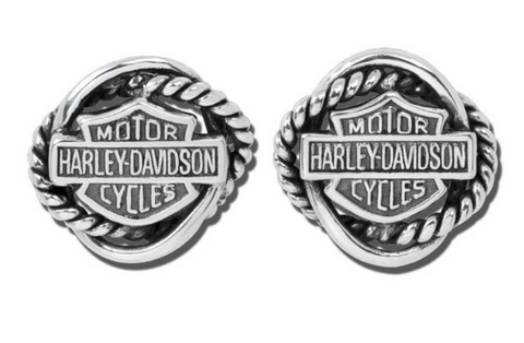 Boucles d'oreilles à tige en cercle tissé et bouclier pour femmes Harley-Davidson® HDE0308