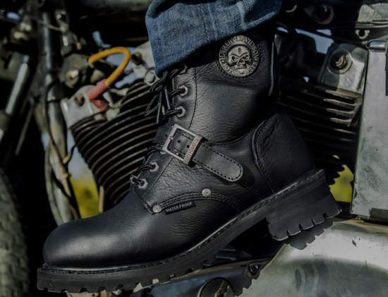 Bottes de moto imperméables noires Harley Davidson Faded Glory Skull D97259