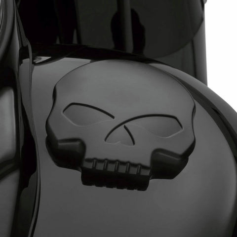 KIT DE BOUCHON DE RÉSERVOIR DE CRÂNE DE HARLEY DAVIDSON 61100103A NOIR, REMPLISSAGE DE CARBURANT, CRÂNE DE WILLIE G, NOIR