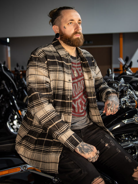 Chemise authentique Harley-Davidson® Bar &amp; Shield Premium Plaid noir 96223-24VM 