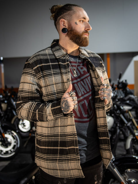 Chemise authentique Harley-Davidson® Bar &amp; Shield Premium Plaid noir 96223-24VM 