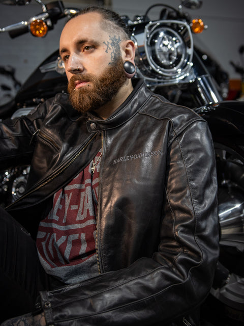 Veste en cuir réfléchissante avec tête de mort Harley-Davidson® 98122-17EM
