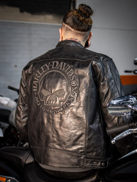 Veste en cuir réfléchissante avec tête de mort Harley-Davidson® 98122-17EM