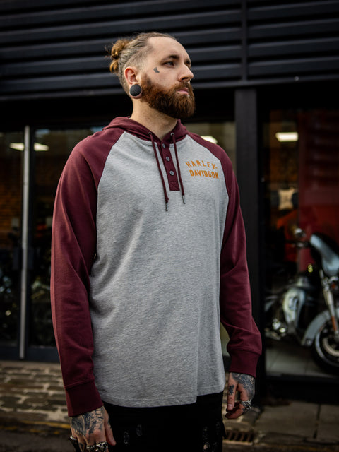 Genuine Harley-Davidson® Men's Staple Hooded Raglan Henley 96326-23VM