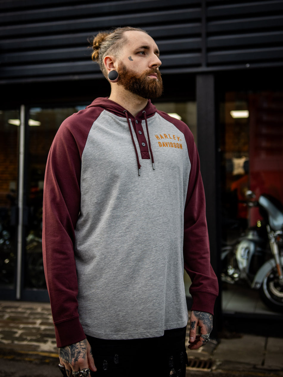 Authentique sweat à capuche raglan Henley pour homme Harley-Davidson® 96326-23VM