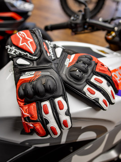 Gants en cuir Alpinestars SP-8 V3 Noir/Blanc/Rouge 3558321