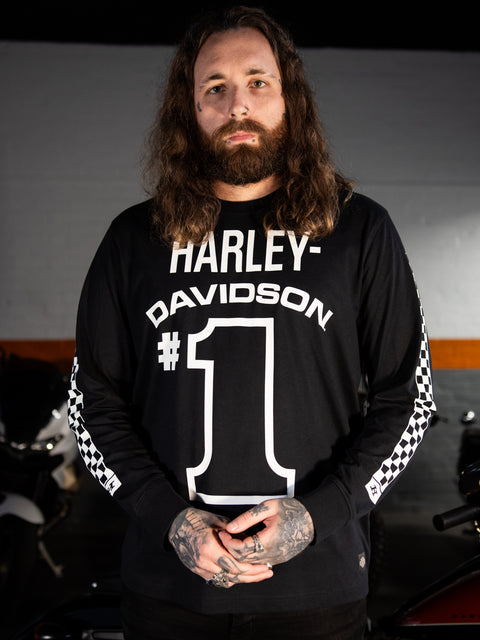 Genuine Harley Davidson Men's #1 Racing Long Sleeve Tee 96436-24VM