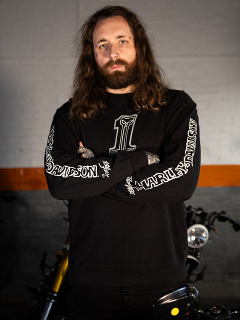 Sweat-shirt ras du cou authentique Harley-Davidson® Willie G Sketchy #1 - True Black 96791-24VX 