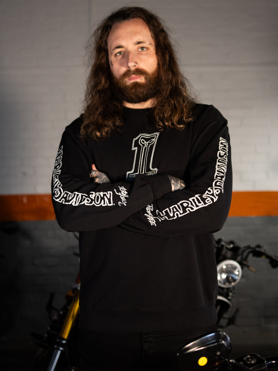 Sweat-shirt ras du cou authentique Harley-Davidson® Willie G Sketchy #1 - True Black 96791-24VX 