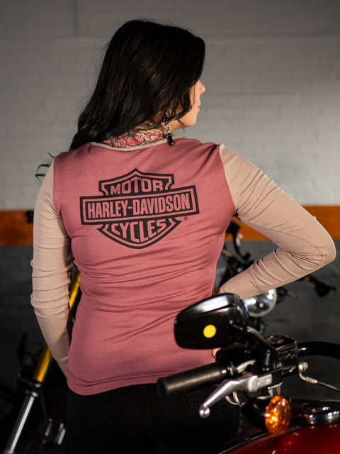 Haut boutonné rose pour femme Henley Harley-Davidson® authentique 96142-24VW