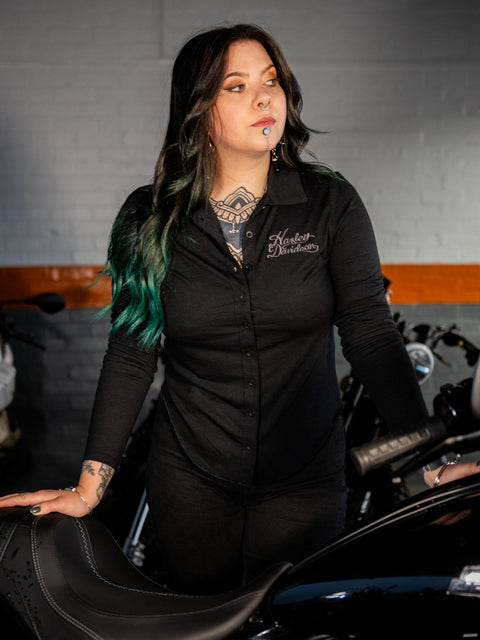 Haut en tricot à manches longues pour femme Harley-Davidson® authentique, noir 96257-24VW 