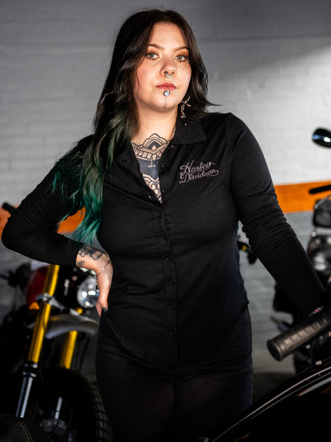 Haut en tricot à manches longues pour femme Harley-Davidson® authentique, noir 96257-24VW 