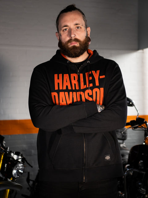 Sweat à capuche zippé pour homme Harley-Davidson® authentique avec logo Bar Font 99191-24VM
