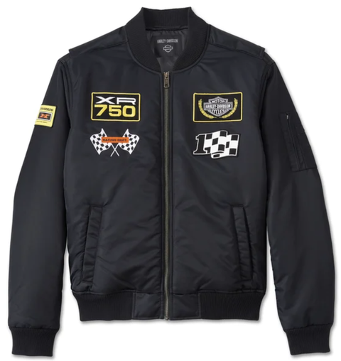 Veste aviateur authentique Harley Davidson At the Crank pour homme - Harley Black 97450-24VM 