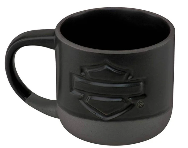 Mug en céramique style poterie Harley-Davidson Open Bar &amp; Shield, base grise ton sur ton HDX-98662