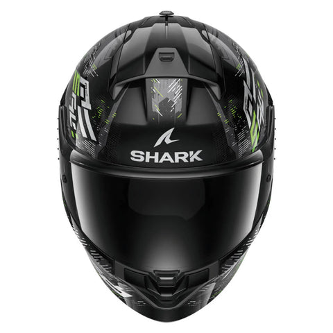 CASQUE SHARK RIDILL 2 MOLOKAI NOIR / ARGENT / VERT HE1109E-KSG