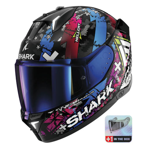 CASQUE SHARK SKWAL I3 HELLCAT NOIR / BLEU / VIOLET HE0828E