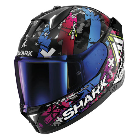 CASQUE SHARK SKWAL I3 HELLCAT NOIR / BLEU / VIOLET HE0828E