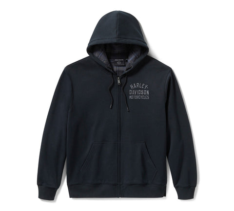 Harley-Davidson Men's Plaid Lined Zip Hoodie - Harley Black 96783-25VM