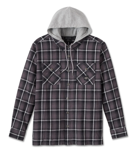Chemise à capuche à manches longues pour homme Harley Davidson authentique - Plaid noir 96464-24VM 