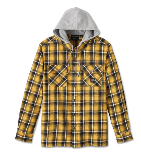 Chemise à capuche à manches longues pour homme Harley Davidson authentique - Plaid jaune 96465-24VM 