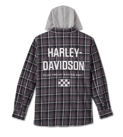 Chemise à capuche à manches longues pour homme Harley Davidson authentique - Plaid noir 96464-24VM 