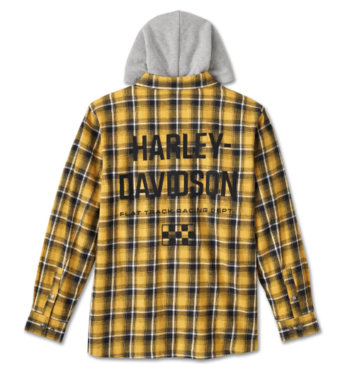 Chemise à capuche à manches longues pour homme Harley Davidson authentique - Plaid jaune 96465-24VM 