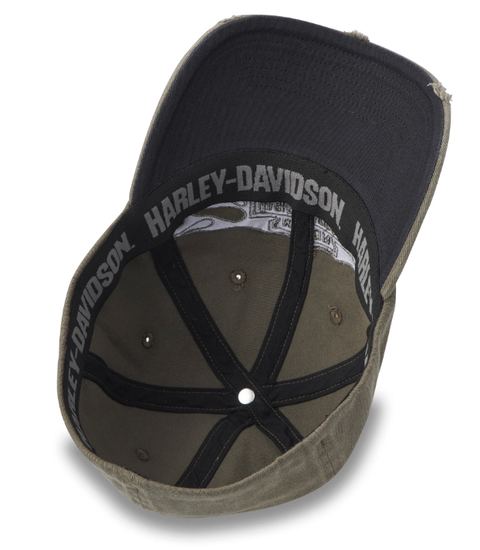 Casquette Harley-Davidson Flying Lap authentique, effet vieilli, coupe extensible - Motif feuille de vigne 97616-25VM 