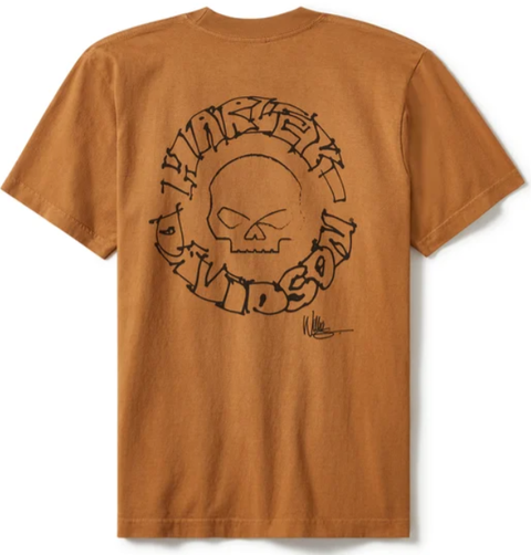 T-shirt à manches courtes Harley-Davidson Willie G Circle Skull Sketch Art - Chocolat noir 96351-25VM 