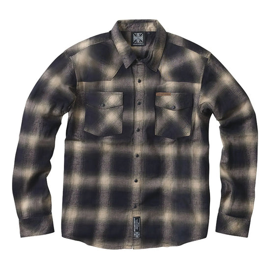 West Coast Choppers Outlaw Flannel Shirt Olive/Beige
