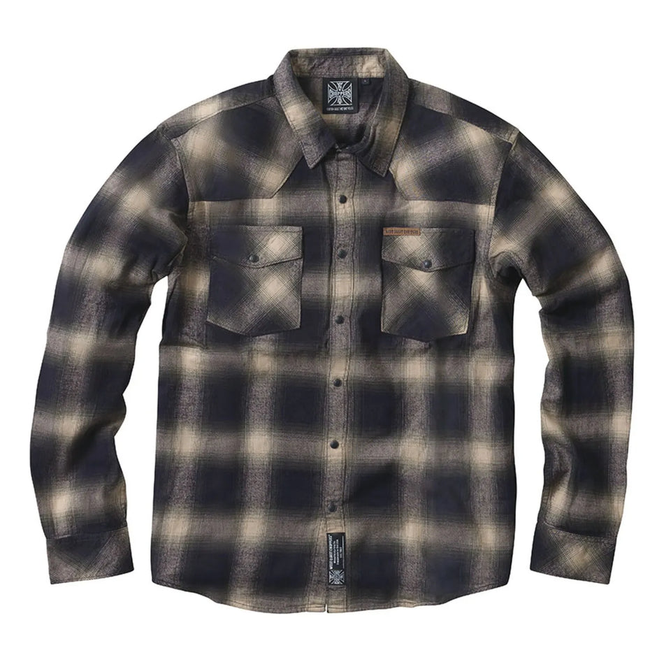 West Coast Choppers Outlaw Flannel Shirt Olive/Beige