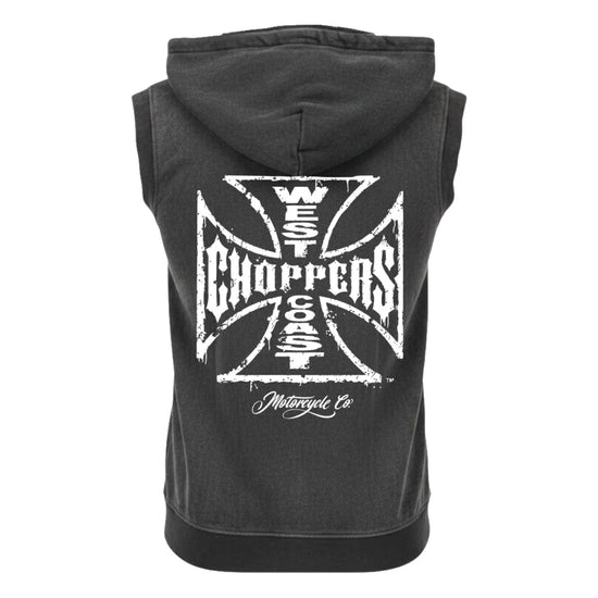 West Coast Choppers Vintage Washed Sleeveless Hoodie Vintage Black