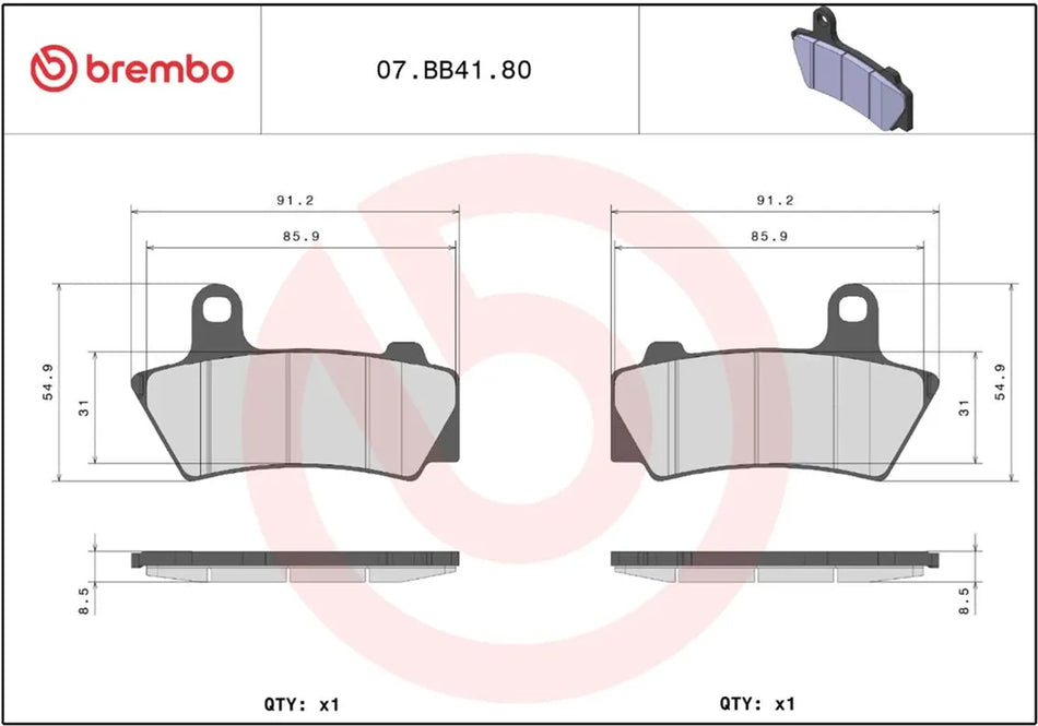 Brembo Sintered Metal Rear Brake Pads BMW R 18 ABS / R 18 B ABS / R 18 TC ABS 07BB4180