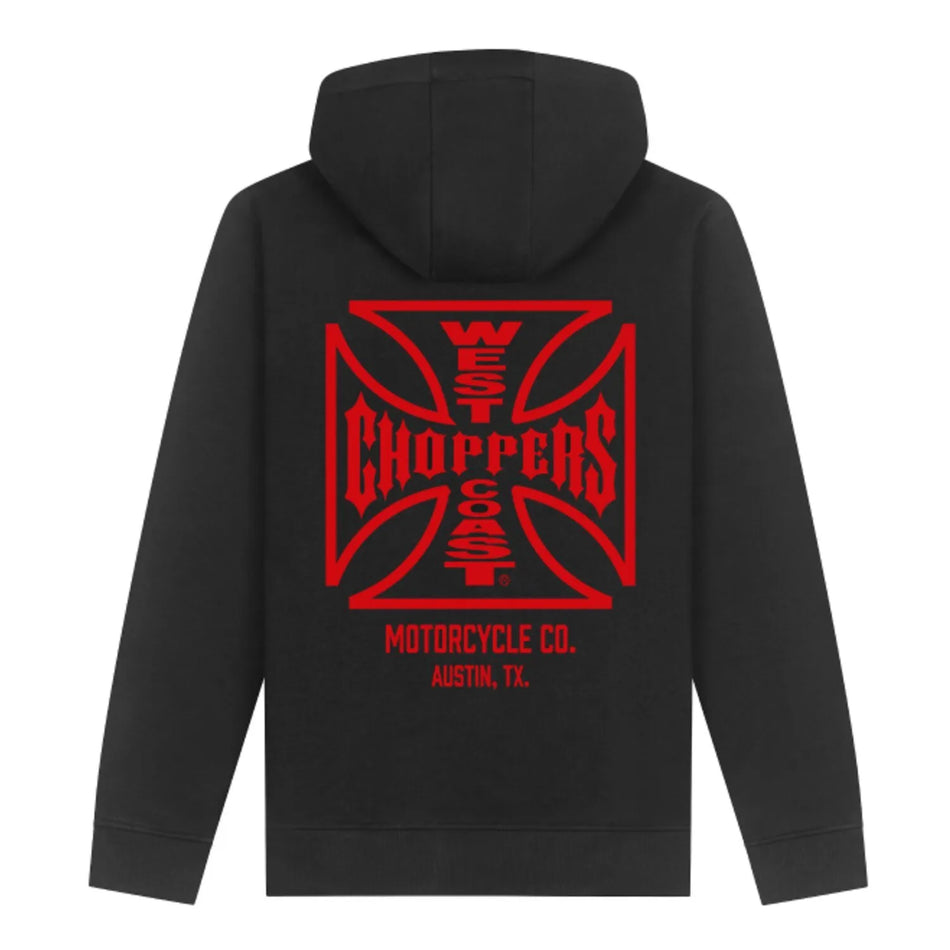 West Coast Choppers ATX Cross Zip Hoodie Black/Red