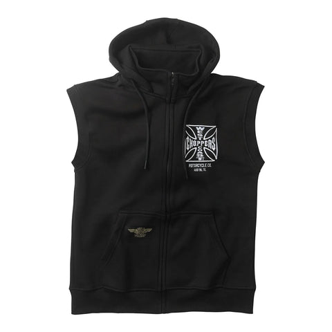 West Coast Choppers OG ATX Sleeveless Zip Hoodie Black