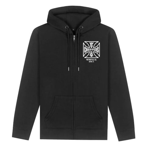 West Coast Choppers ATX Cross Zip Hoodie Black/White